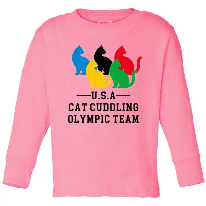 Cat Cuddling Team Toddler Long Sleeve Shirt