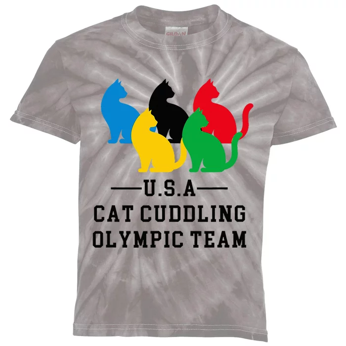 Cat Cuddling Team Kids Tie-Dye T-Shirt