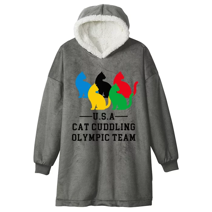 Cat Cuddling Team Hooded Wearable Blanket