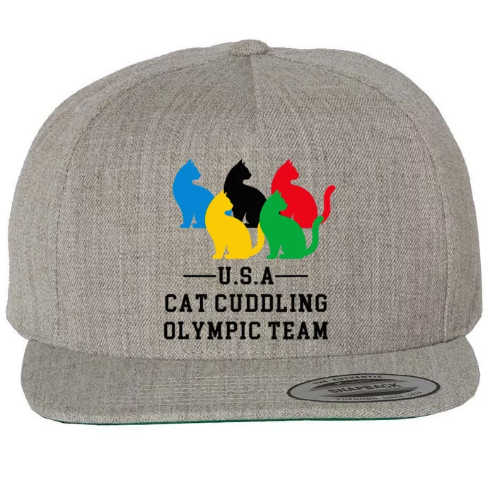 Cat Cuddling Team Wool Snapback Cap