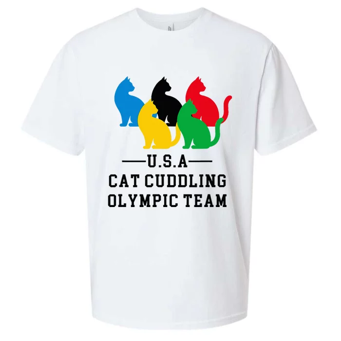 Cat Cuddling Team Sueded Cloud Jersey T-Shirt