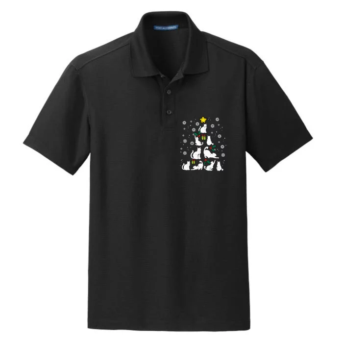 Cats Christmas Tree Cute Cat Lover Xmas Winter Dry Zone Grid Performance Polo