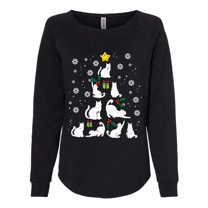 Cats Christmas Tree Cute Cat Lover Xmas Winter Womens California Wash Sweatshirt