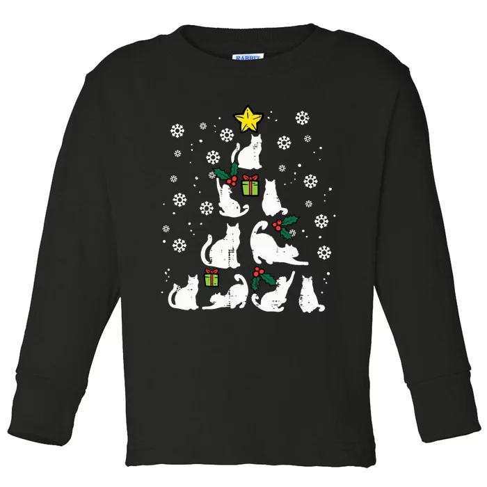 Cats Christmas Tree Cute Cat Lover Xmas Winter Toddler Long Sleeve Shirt