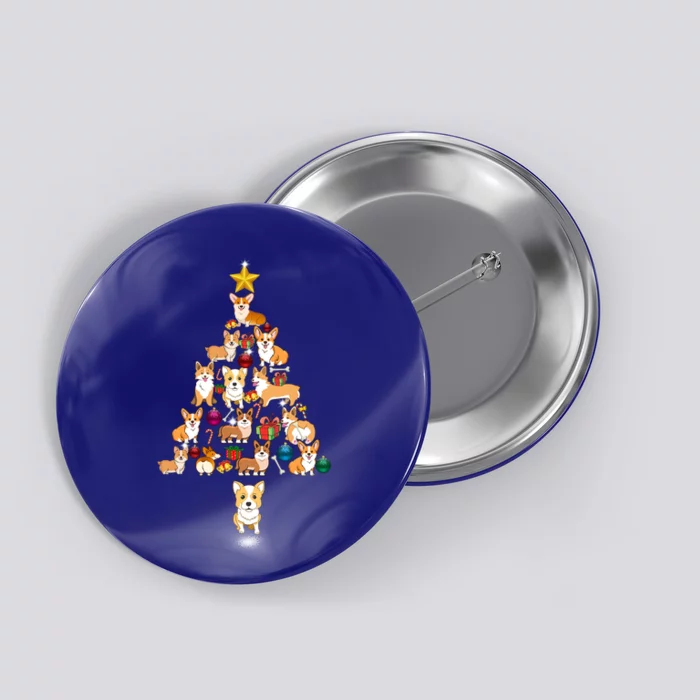 Corgi Christmas Tree Gift Funny Xmas Corgi Gift Button