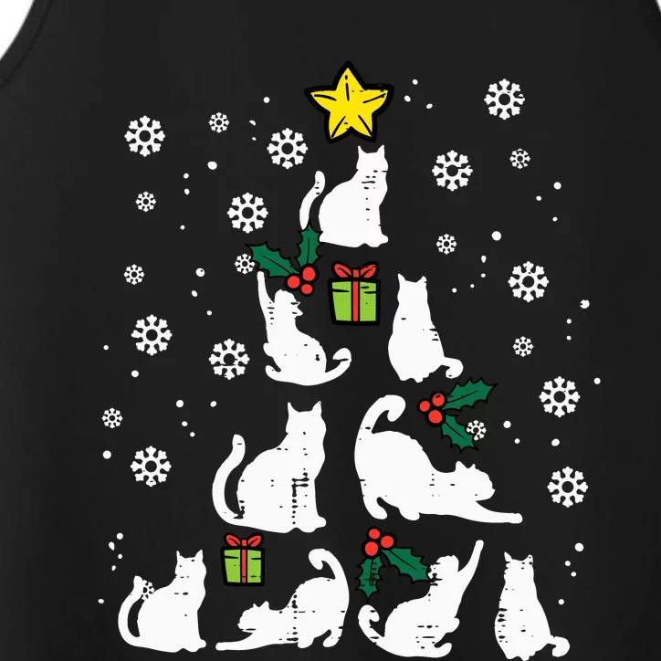 Cats Christmas Tree Cute Cat Lover Xmas Winter Performance Tank