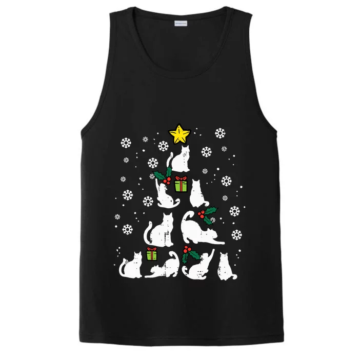 Cats Christmas Tree Cute Cat Lover Xmas Winter Performance Tank