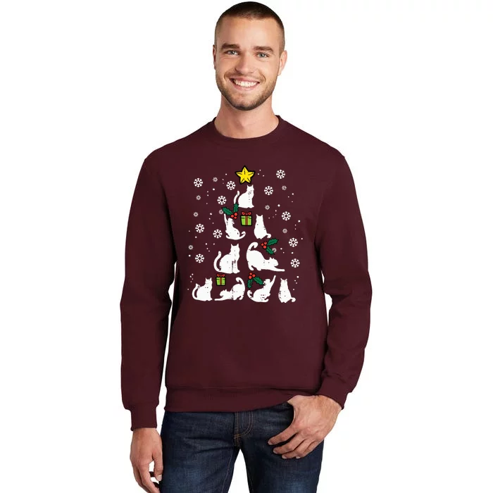 Cats Christmas Tree Cute Cat Lover Xmas Winter Tall Sweatshirt