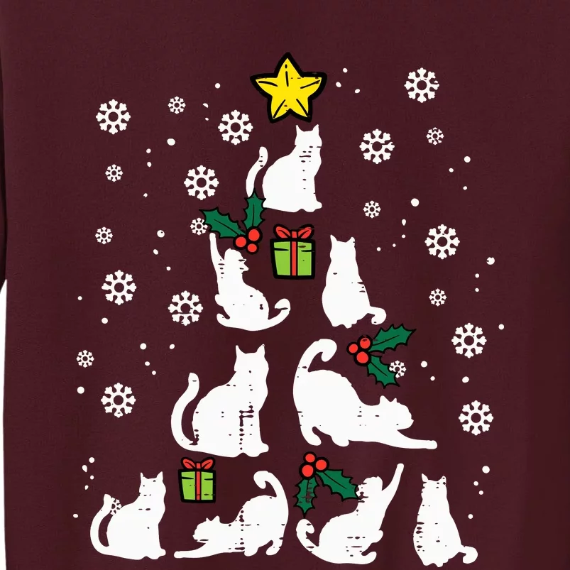 Cats Christmas Tree Cute Cat Lover Xmas Winter Tall Sweatshirt