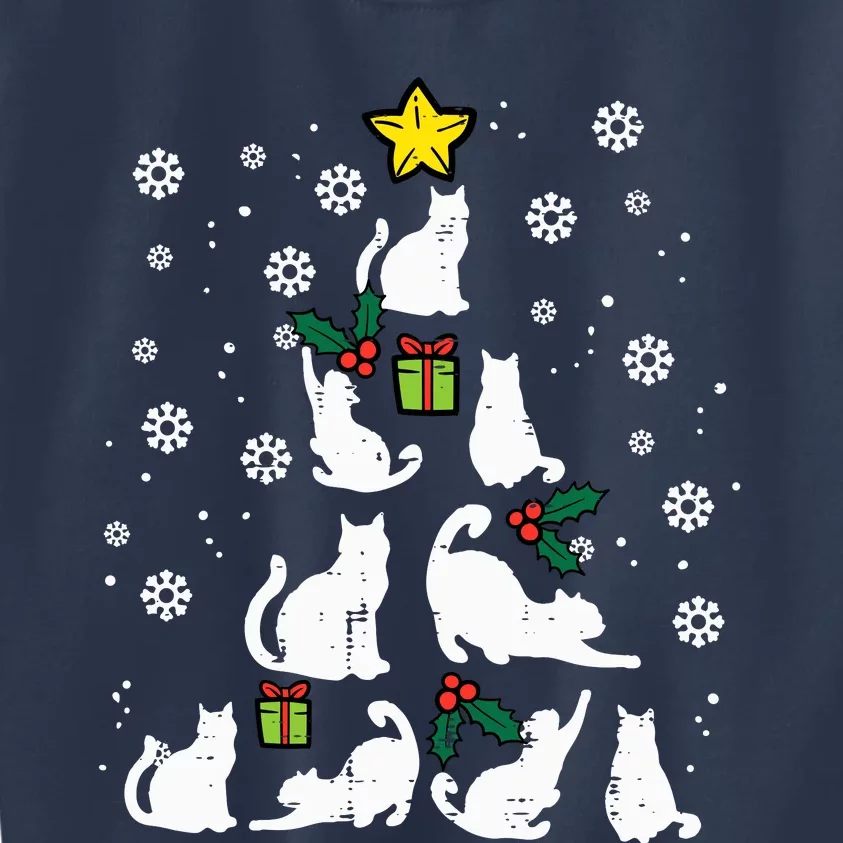 Cats Christmas Tree Cute Cat Lover Xmas Winter Kids Sweatshirt