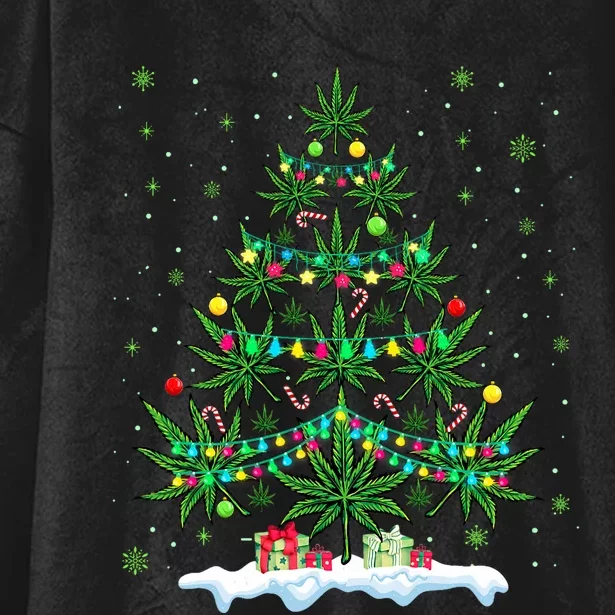 Cannabis Christmas Tree Xmas Funny Smoking Weed Marijuana Hooded Wearable Blanket