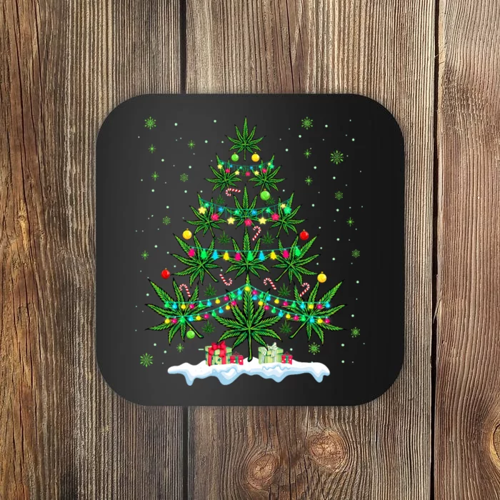 Cannabis Christmas Tree Xmas Funny Smoking Weed Marijuana Coaster