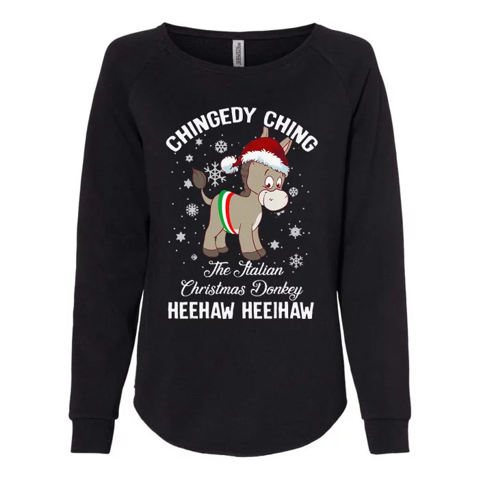 Chingedy Ching The Italian Dominick The Christmas Donkey Womens California Wash Sweatshirt