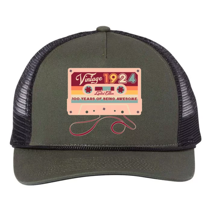 Cute Cassette Tape Limited Edition Vintage 1924 100 Years Of Being Awesome Retro Rope Trucker Hat Cap