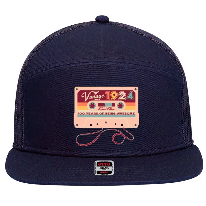 Cute Cassette Tape Limited Edition Vintage 1924 100 Years Of Being Awesome 7 Panel Mesh Trucker Snapback Hat