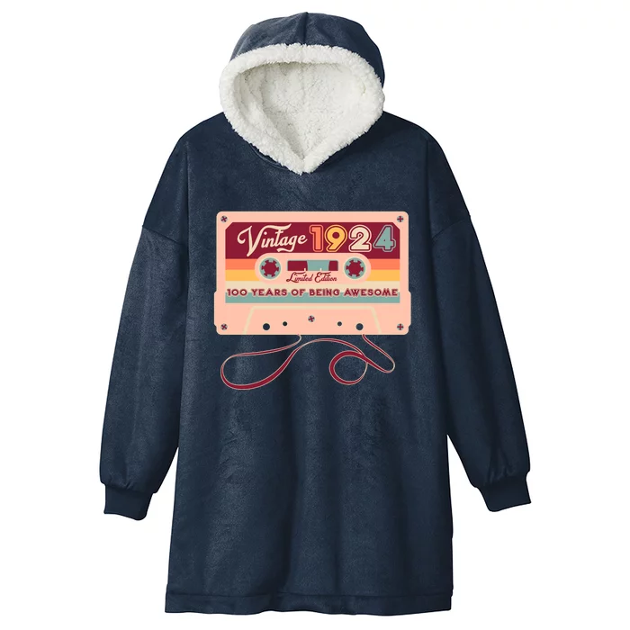 Cute Cassette Tape Limited Edition Vintage 1924 100 Years Of Being Awesome Hooded Wearable Blanket