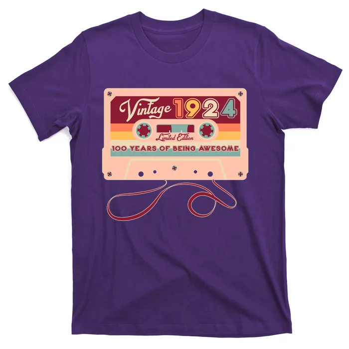 Cute Cassette Tape Limited Edition Vintage 1924 100 Years Of Being Awesome T-Shirt