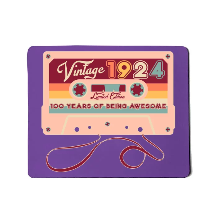 Cute Cassette Tape Limited Edition Vintage 1924 100 Years Of Being Awesome Mousepad