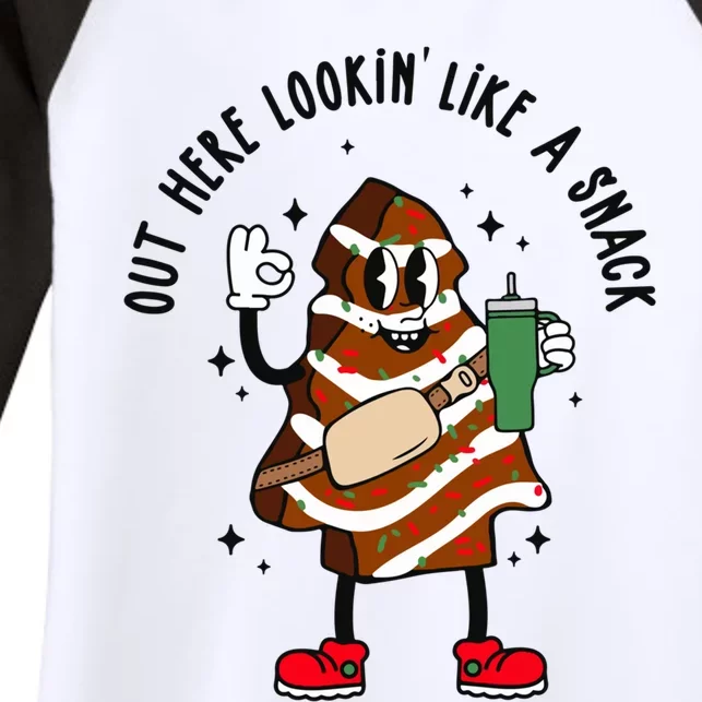 Coffee Christmas Tree Cake Out Here Lookin Like A Snack Xmas Funny Gift Women's Tri-Blend 3/4-Sleeve Raglan Shirt