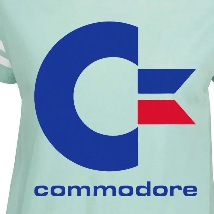 Commodore C64 Uppercase Letter Blue Red & Commodore Enza Ladies Jersey Football T-Shirt