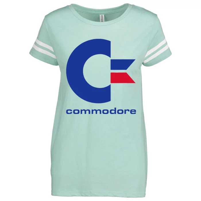 Commodore C64 Uppercase Letter Blue Red & Commodore Enza Ladies Jersey Football T-Shirt