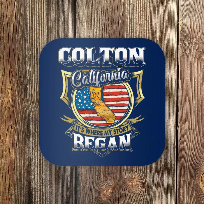 Colton California Usa Flag 4th Of July Coaster