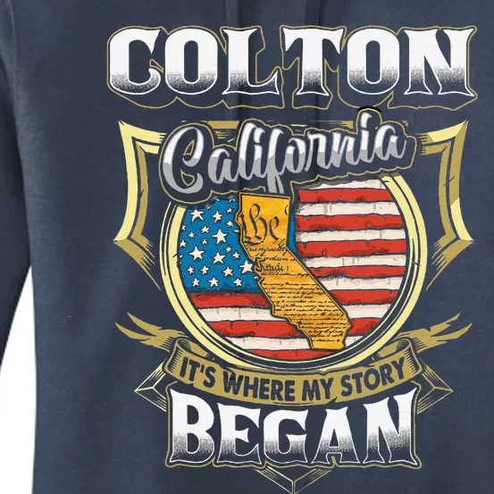 Colton California Usa Flag 4th Of July Women's Pullover Hoodie