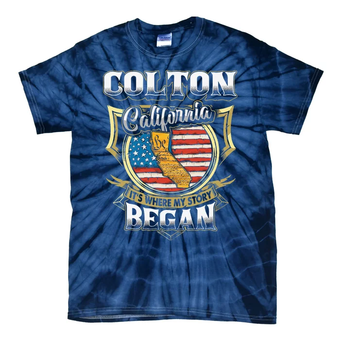 Colton California Usa Flag 4th Of July Tie-Dye T-Shirt