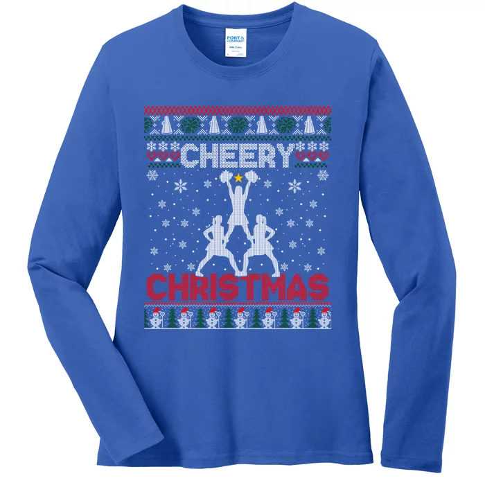 Cheering Cheerleader Ugly Christmas Gift Ladies Long Sleeve Shirt