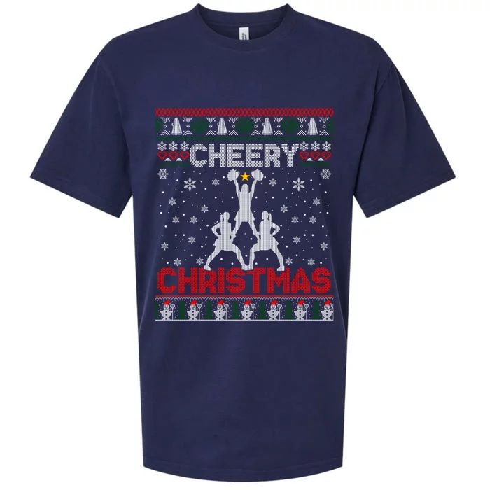 Cheering Cheerleader Ugly Christmas Gift Sueded Cloud Jersey T-Shirt