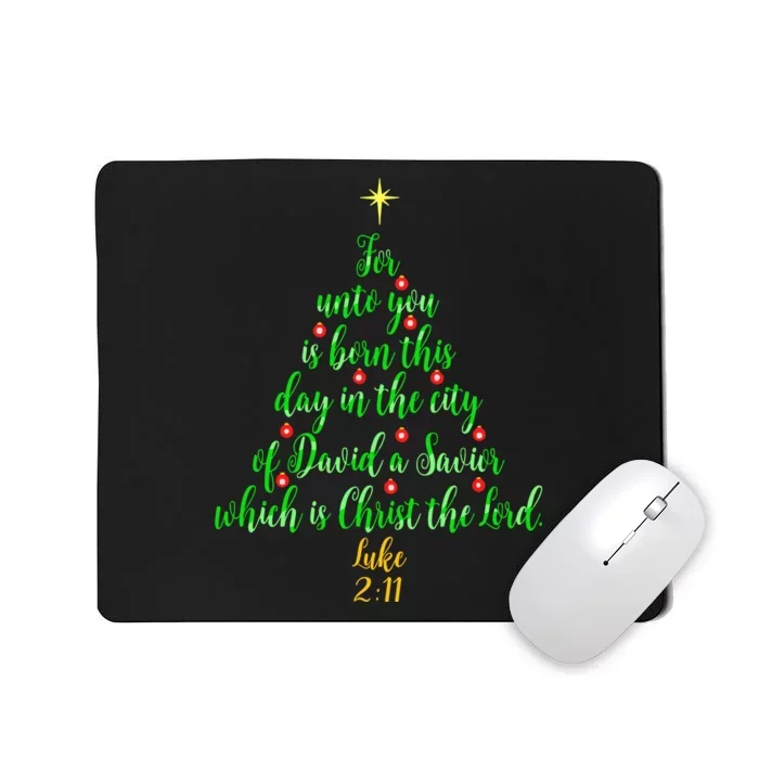 Christian Christmas Unto You Is Born A Savior Tree Mousepad