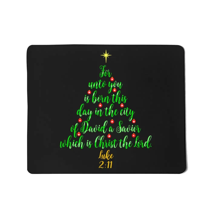 Christian Christmas Unto You Is Born A Savior Tree Mousepad