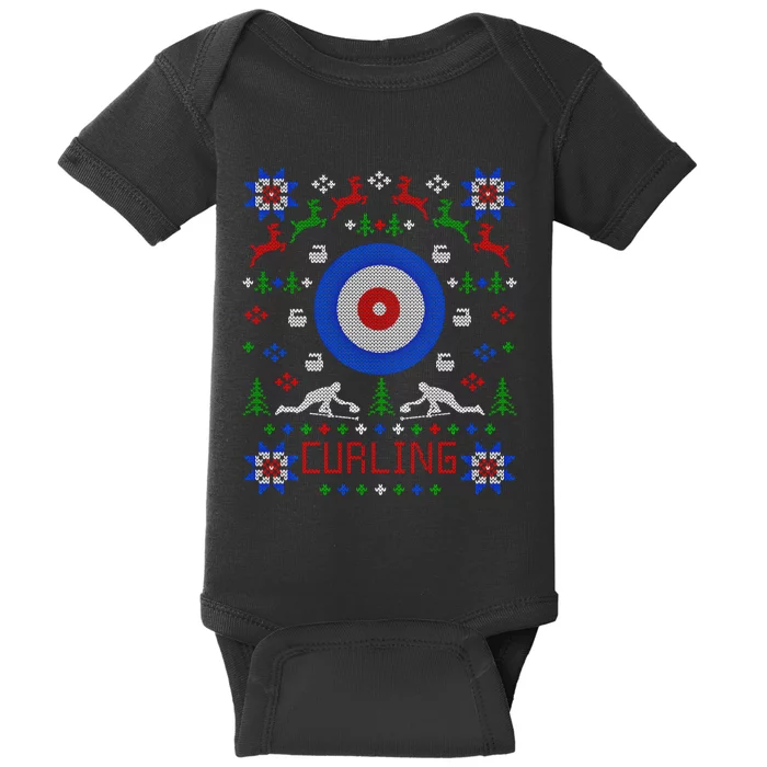 Curling Christmas Ugly Christmas Sweater Party Gift Baby Bodysuit