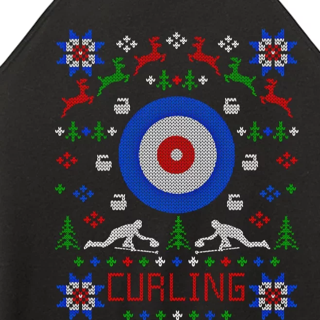 Curling Christmas Ugly Christmas Sweater Party Gift Women’s Perfect Tri Rocker Tank