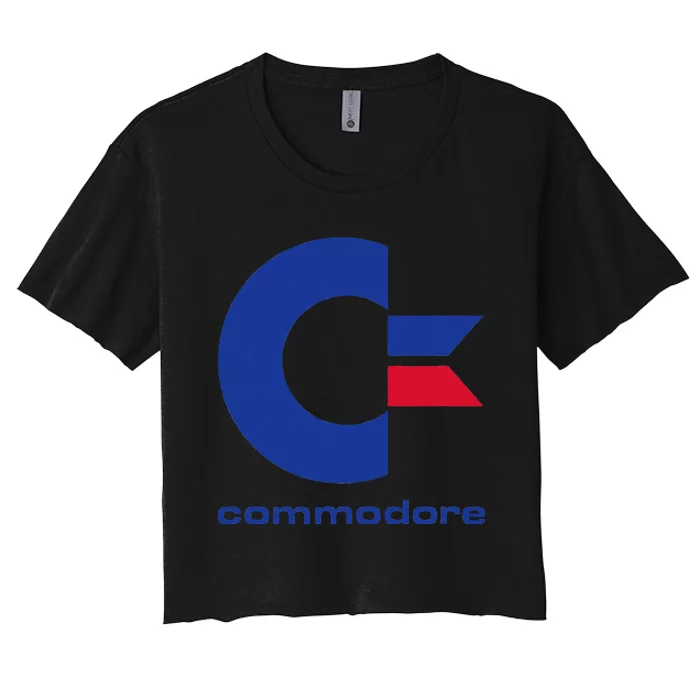 Commodore C64 Uppercase Letter Blue Red & Commodore Women's Crop Top Tee