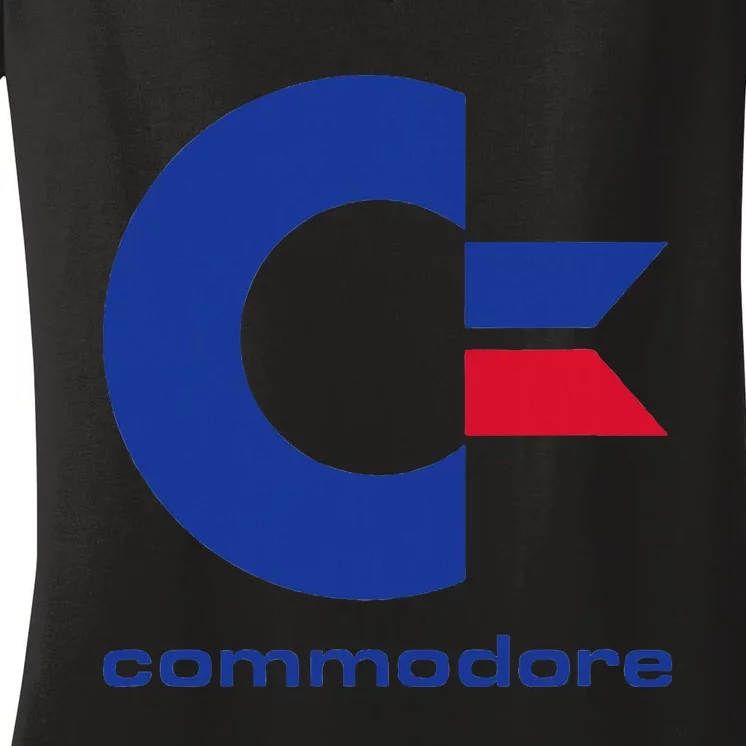 Commodore C64 Uppercase Letter Blue Red & Commodore Women's V-Neck T-Shirt