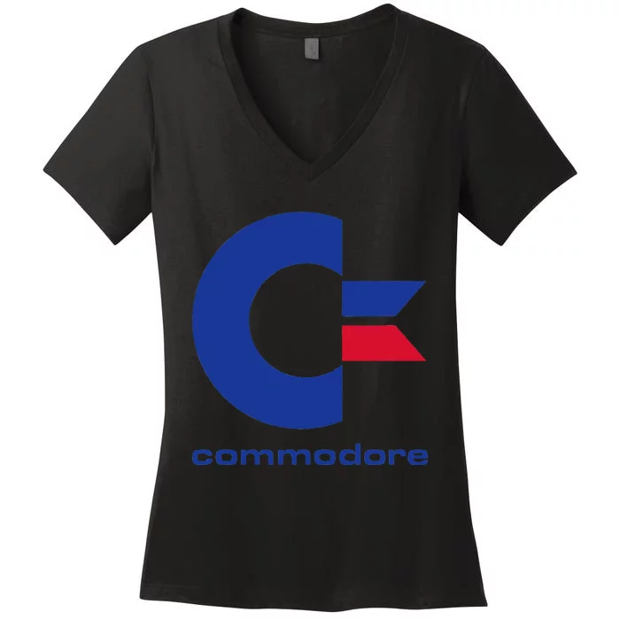 Commodore C64 Uppercase Letter Blue Red & Commodore Women's V-Neck T-Shirt