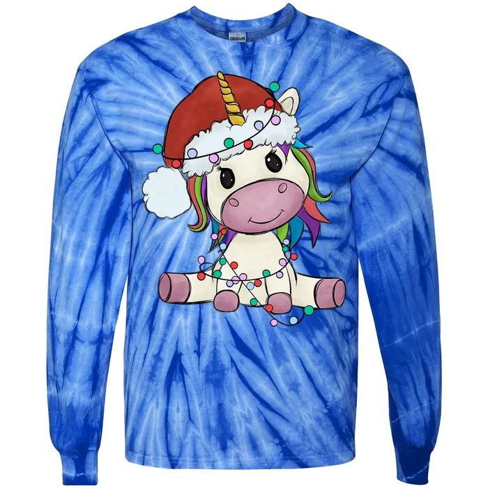 Cute Christmas Unicorn Gift Girls Who Love Unicorns Xmas Gift Tie-Dye Long Sleeve Shirt