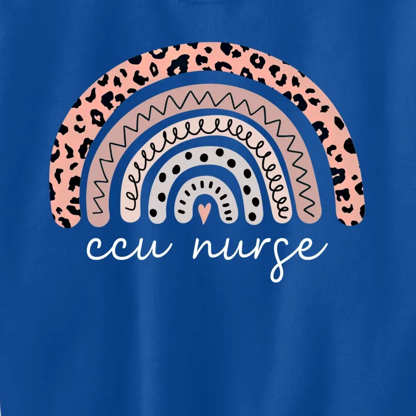 Critical Care Unit Nurse Leopard Rainbow Ccu Nurse Cool Gift Kids Sweatshirt