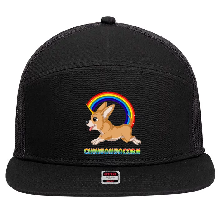 Chihuahuacorn Chihuahua Unicorn 7 Panel Mesh Trucker Snapback Hat