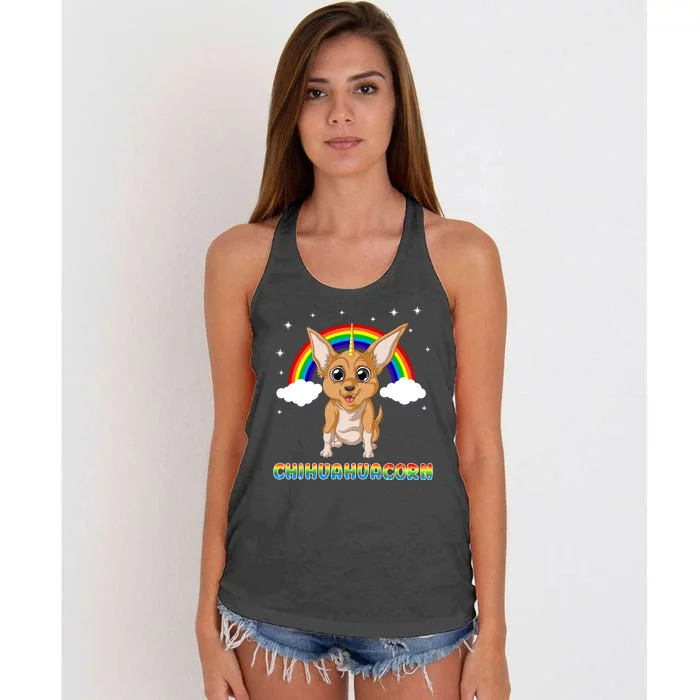 Chihuahuacorn Chihuahua Unicorn Women's Knotted Racerback Tank