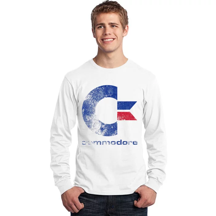 Commodore C64 Uppercase Letter Stone Washed Grunge Effect Tall Long Sleeve T-Shirt