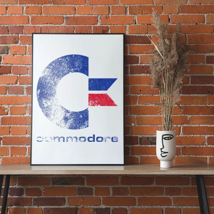 Commodore C64 Uppercase Letter Stone Washed Grunge Effect Poster