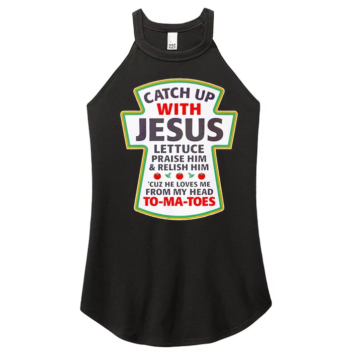 Christian Catch Up With Jesus Ketchup Funny Tomato Women’s Perfect Tri Rocker Tank