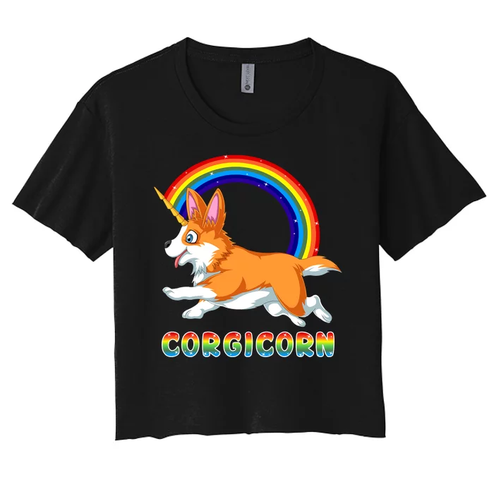 Corgicorn Corgi Unicorn Women's Crop Top Tee