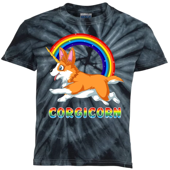 Corgicorn Corgi Unicorn Kids Tie-Dye T-Shirt