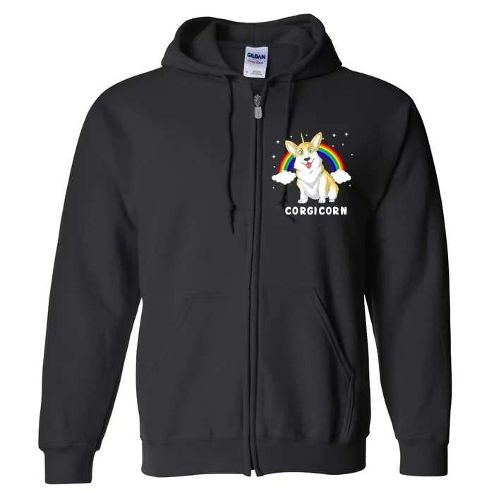 Corgicorn Corgi Unicorn Full Zip Hoodie