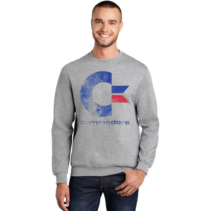 Commodore C64 Uppercase Letter Stone Washed Grunge Effect Tall Sweatshirt