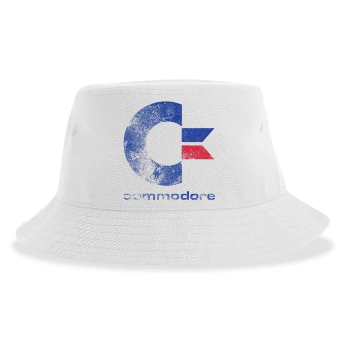 Commodore C64 Uppercase Letter Stone Washed Grunge Effect Sustainable Bucket Hat