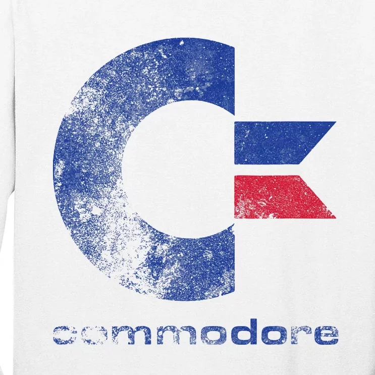 Commodore C64 Uppercase Letter Stone Washed Grunge Effect Tall Long Sleeve T-Shirt